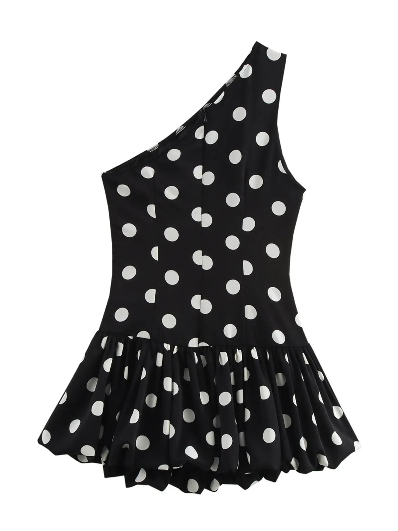 One - Shoulder Polka Dot Mini Dress