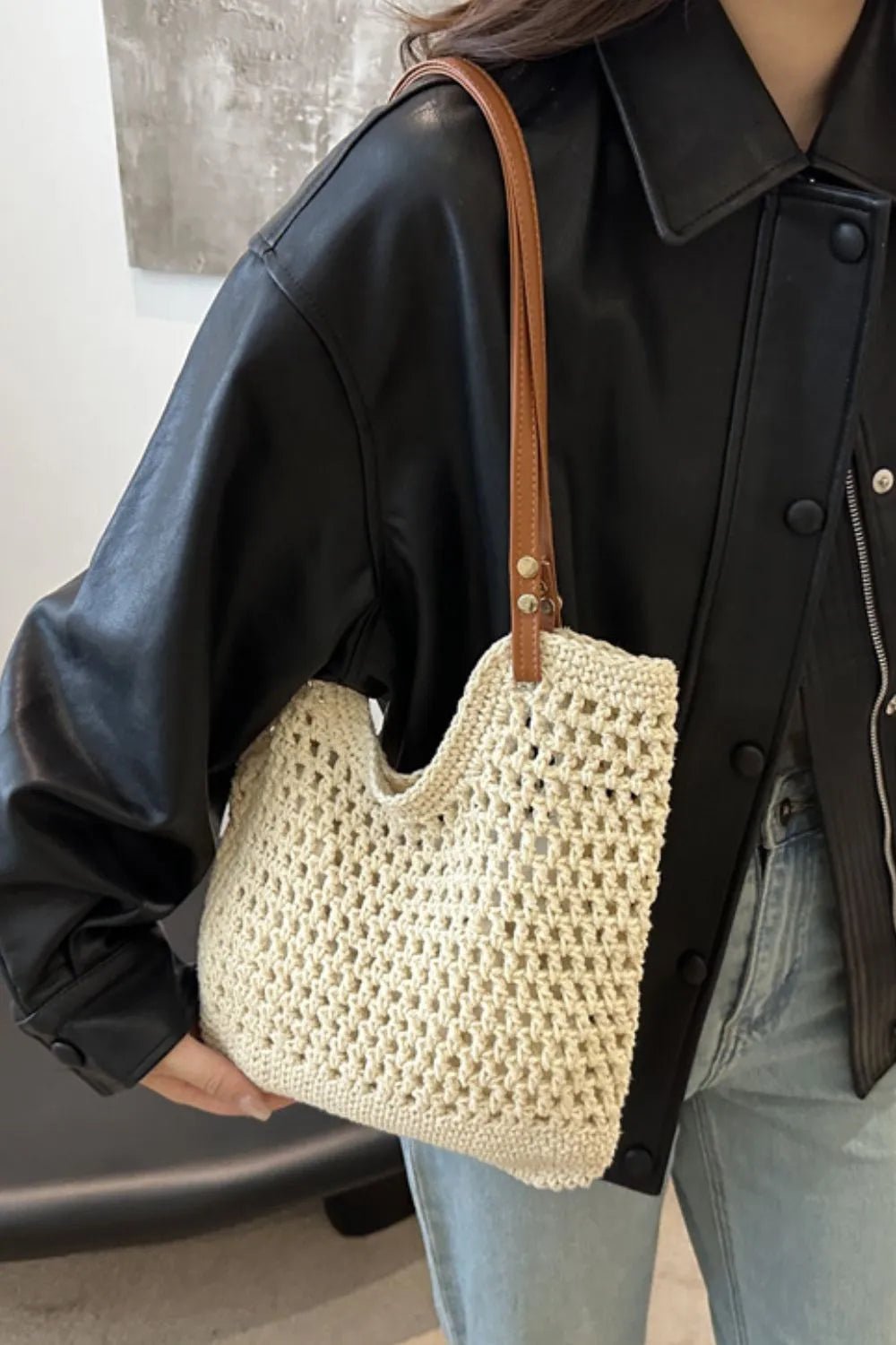 Openwork Woven Tote BagBag