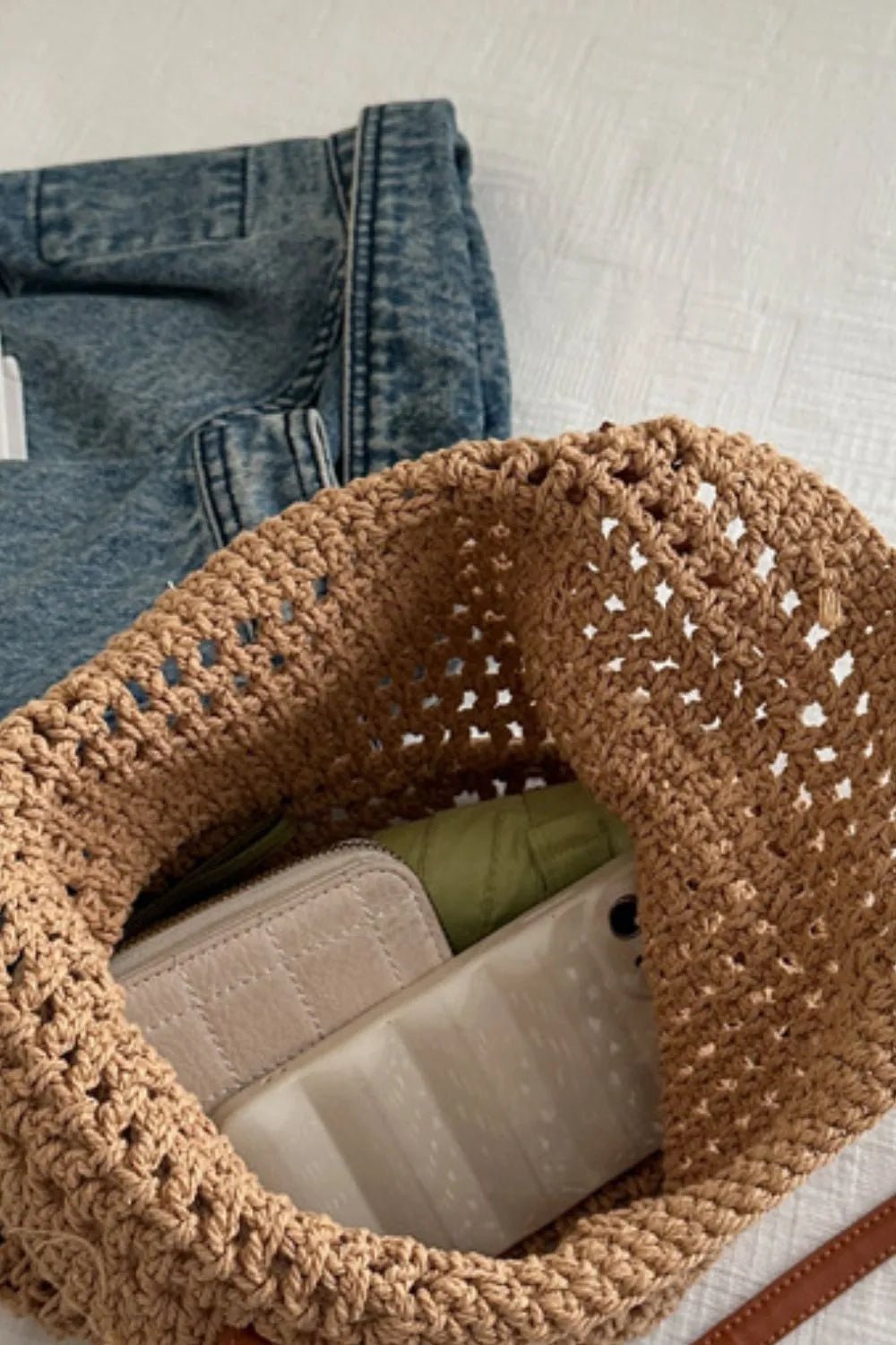 Openwork Woven Tote BagBag
