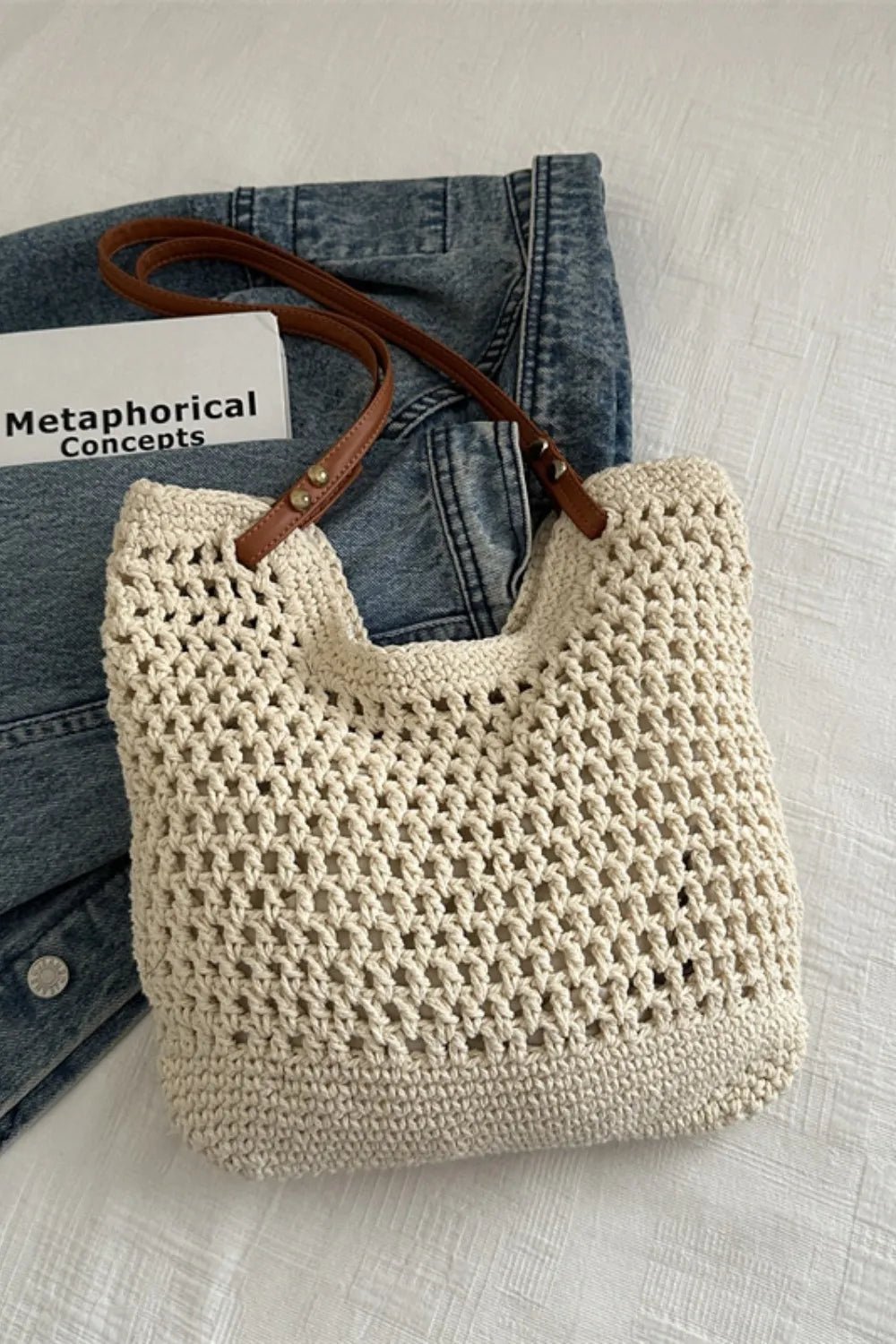 Openwork Woven Tote BagBag