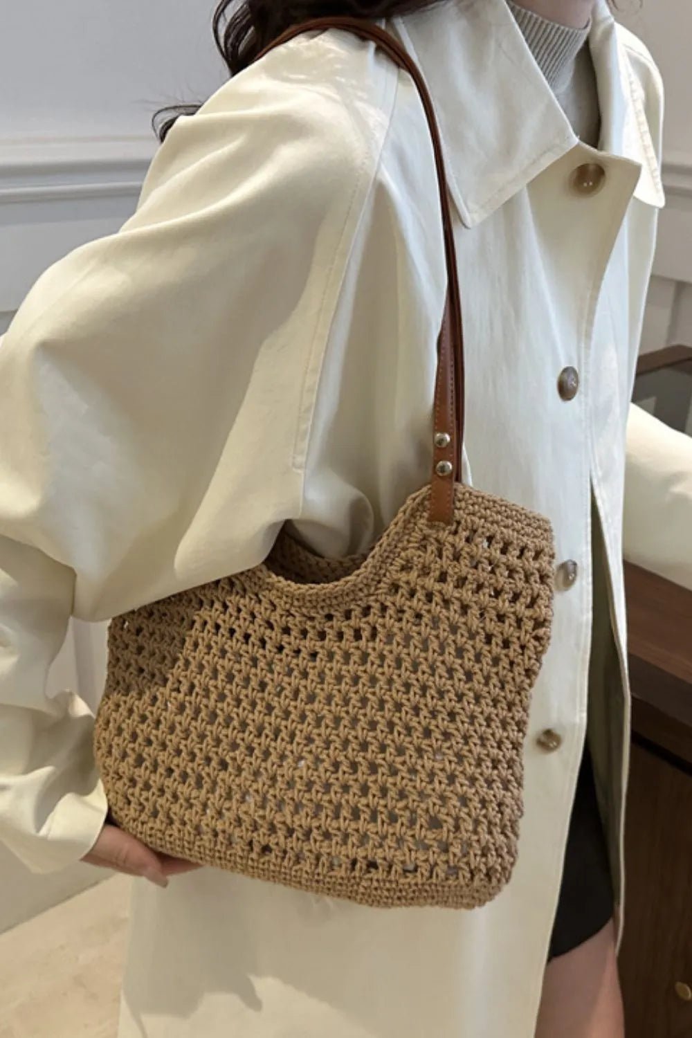 Openwork Woven Tote BagBag