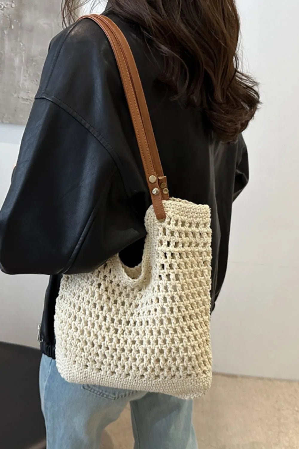 Openwork Woven Tote BagBag