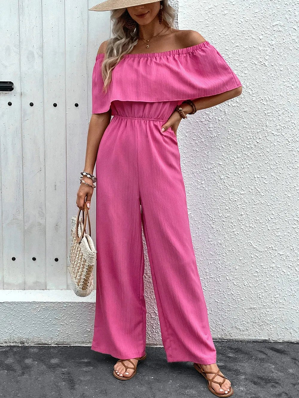 Perfee Off - Shoulder Wide Leg Jumpsuit