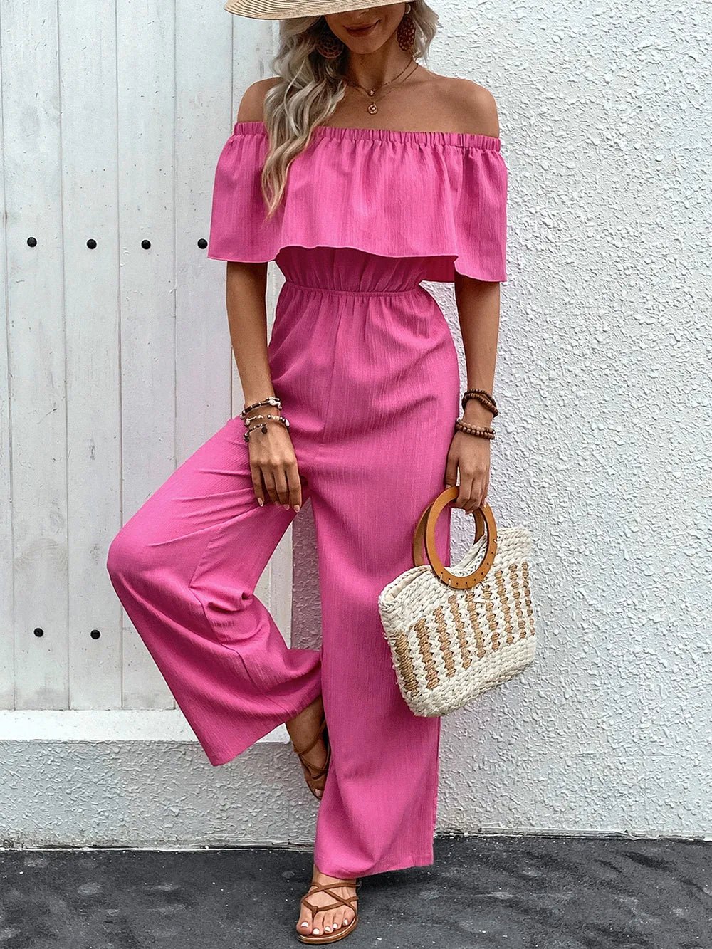 Perfee Off - Shoulder Wide Leg Jumpsuit