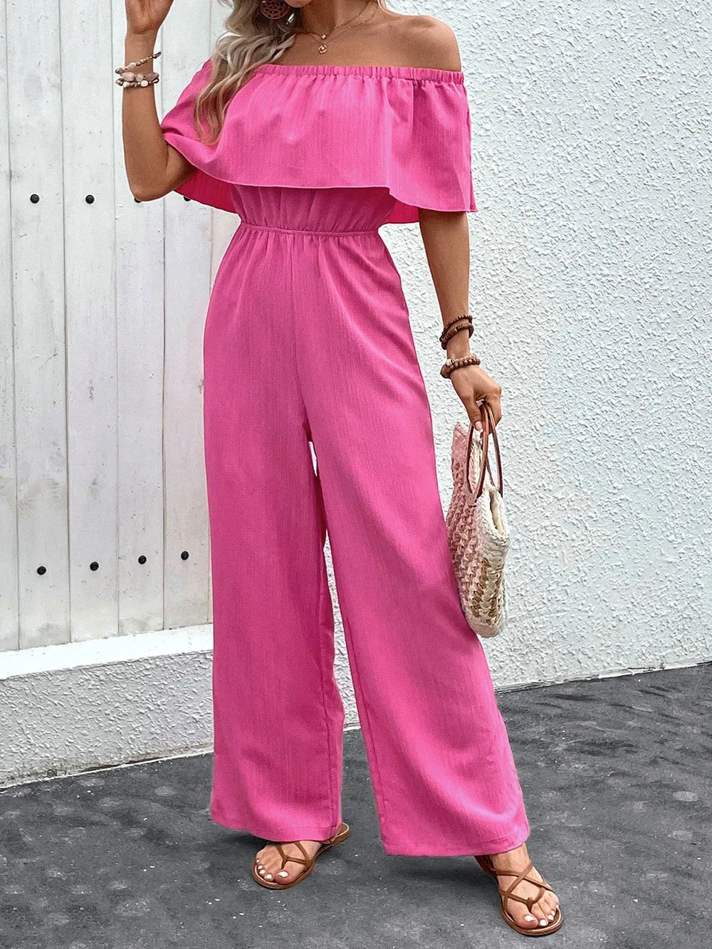 Perfee Off - Shoulder Wide Leg Jumpsuit
