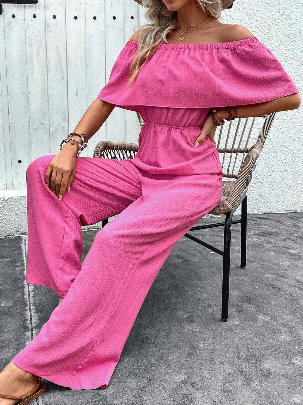 Perfee Off - Shoulder Wide Leg Jumpsuit