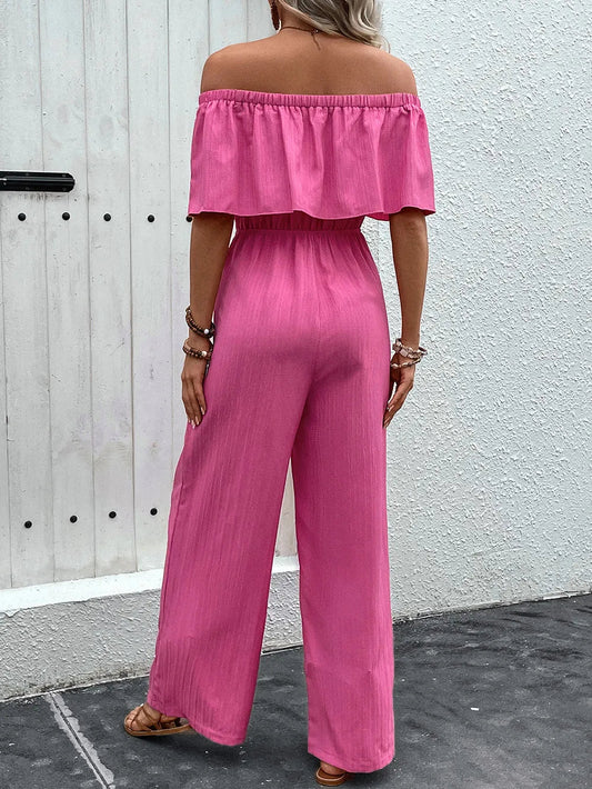 Perfee Off - Shoulder Wide Leg Jumpsuit