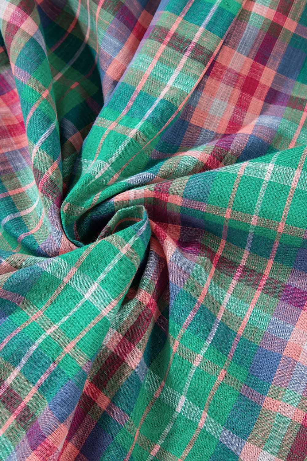 Plaid Collared Neck Three - Quarter Sleeve Shirt