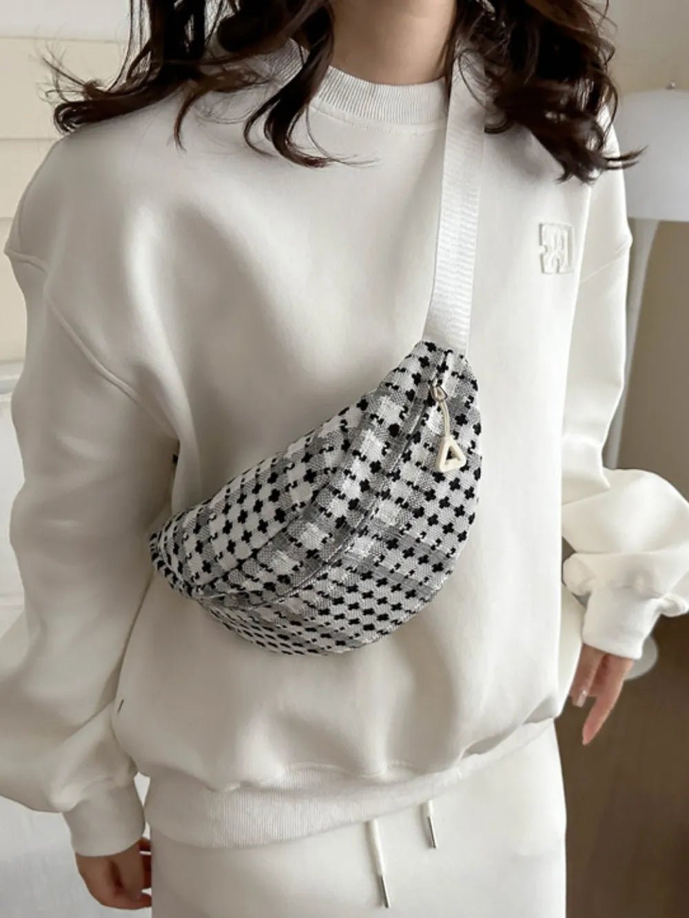 Plaid Wide Strap Crossbody BagBag