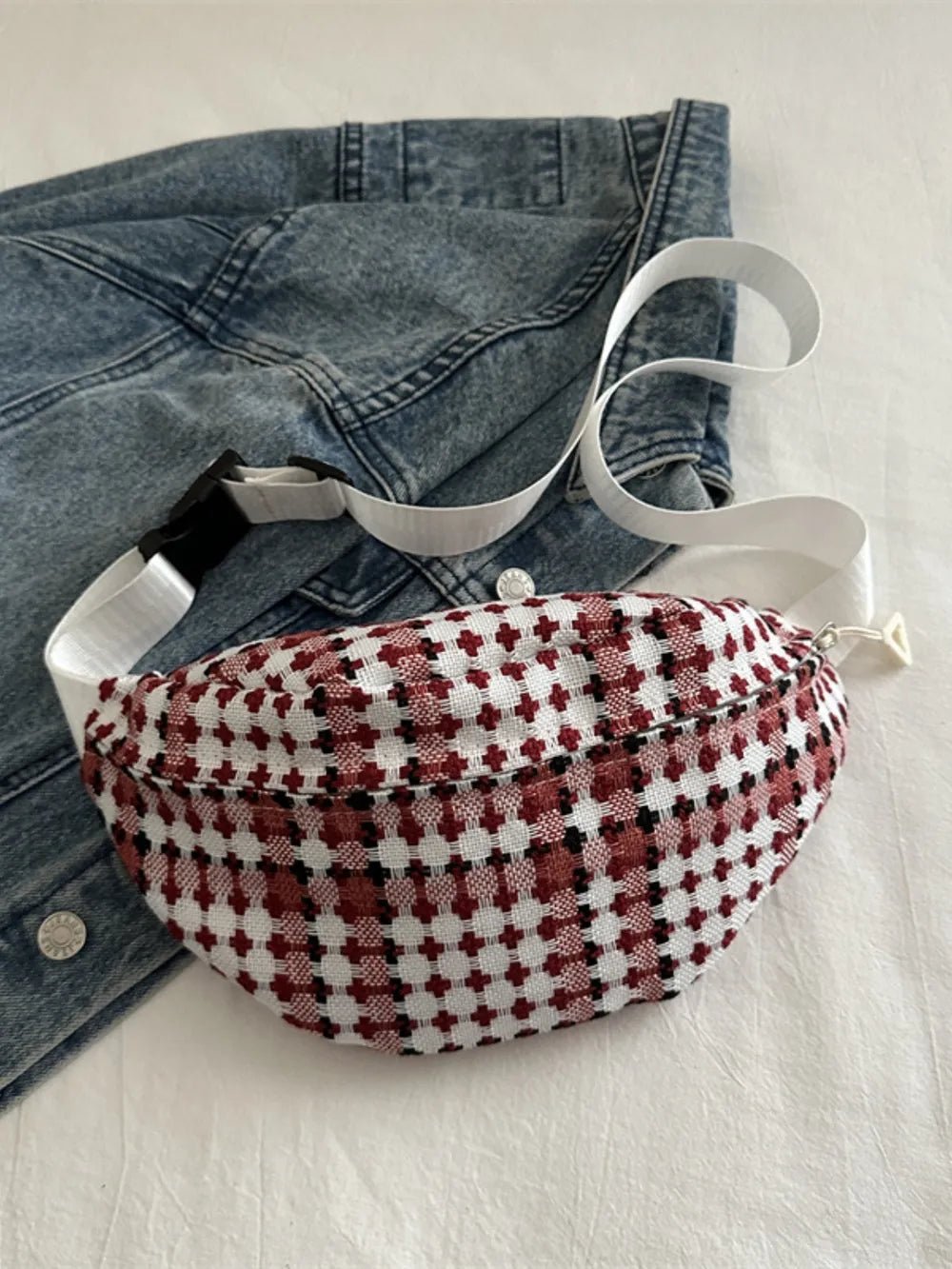 Plaid Wide Strap Crossbody BagBag