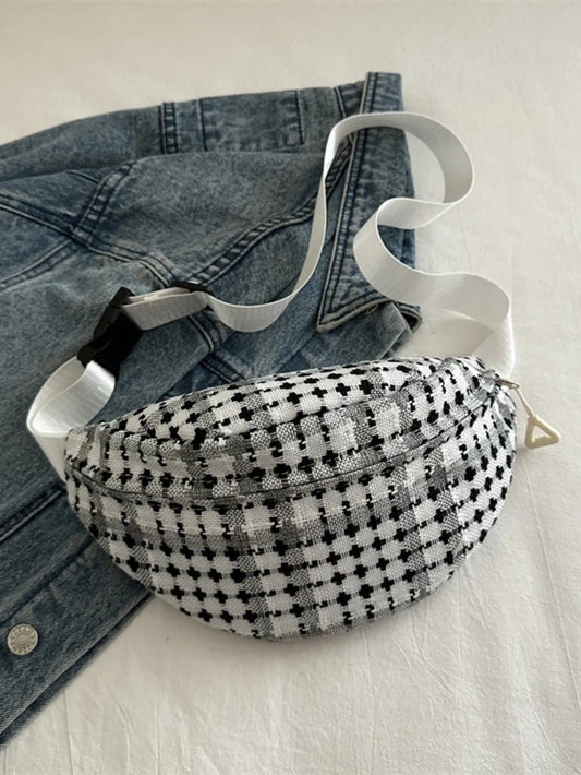 Plaid Wide Strap Crossbody BagBag