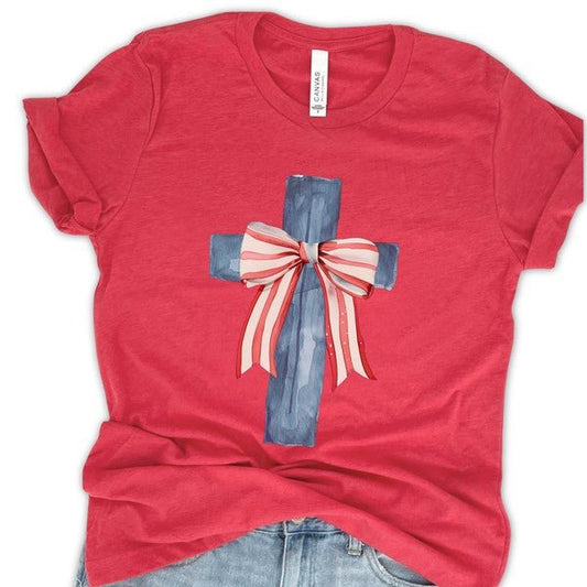 Plus - Cross and Bow American Christian T-shirt