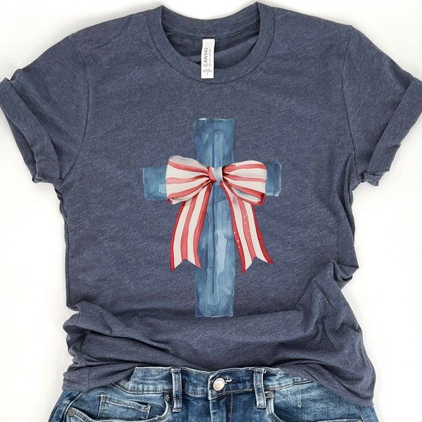 Plus - Cross and Bow American Christian T-shirt