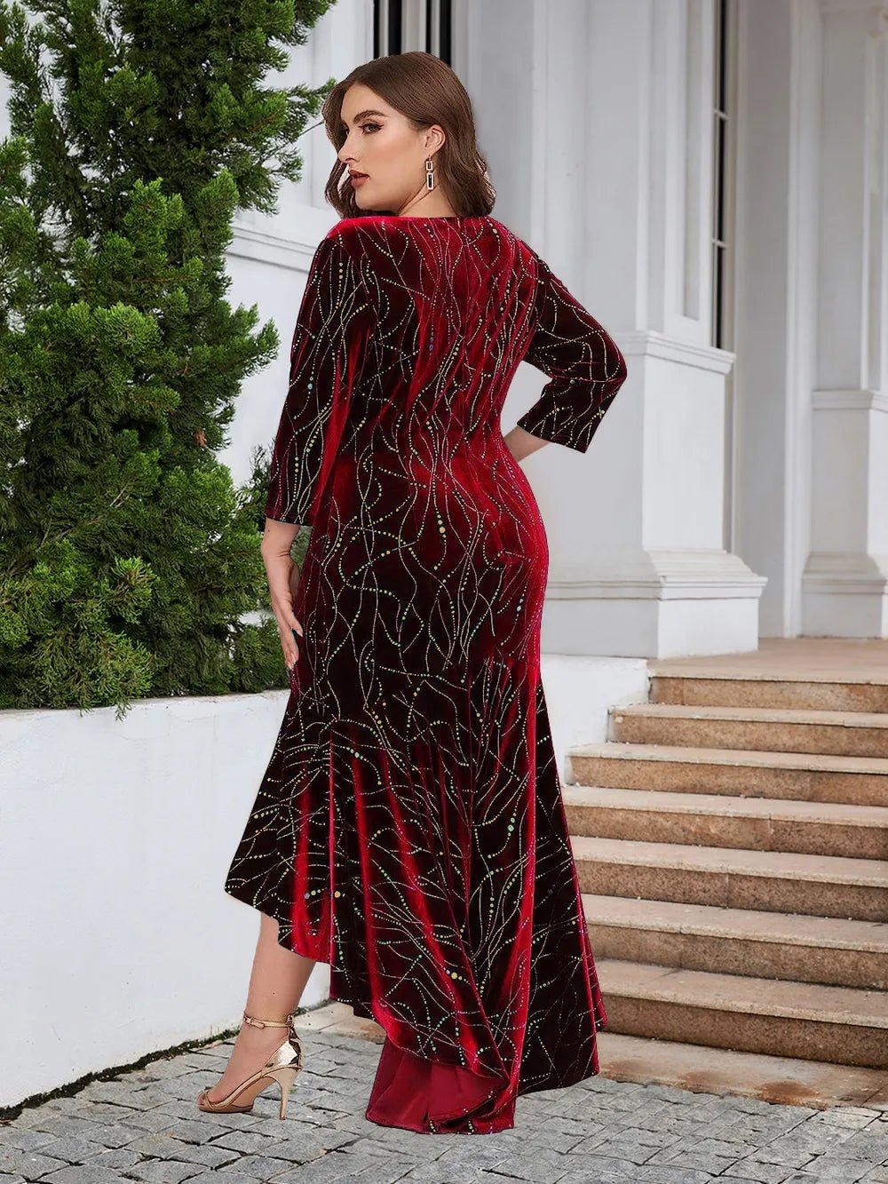 Plus Size Ruffle Hem High - Low Dress