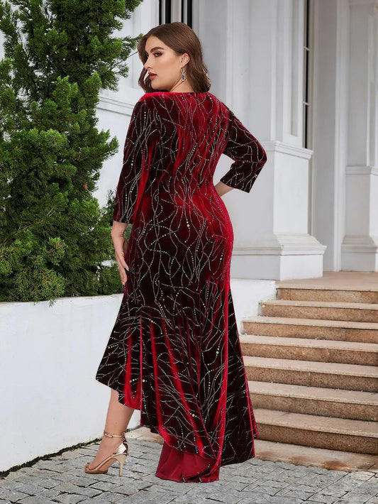 Plus Size Ruffle Hem High - Low Dress