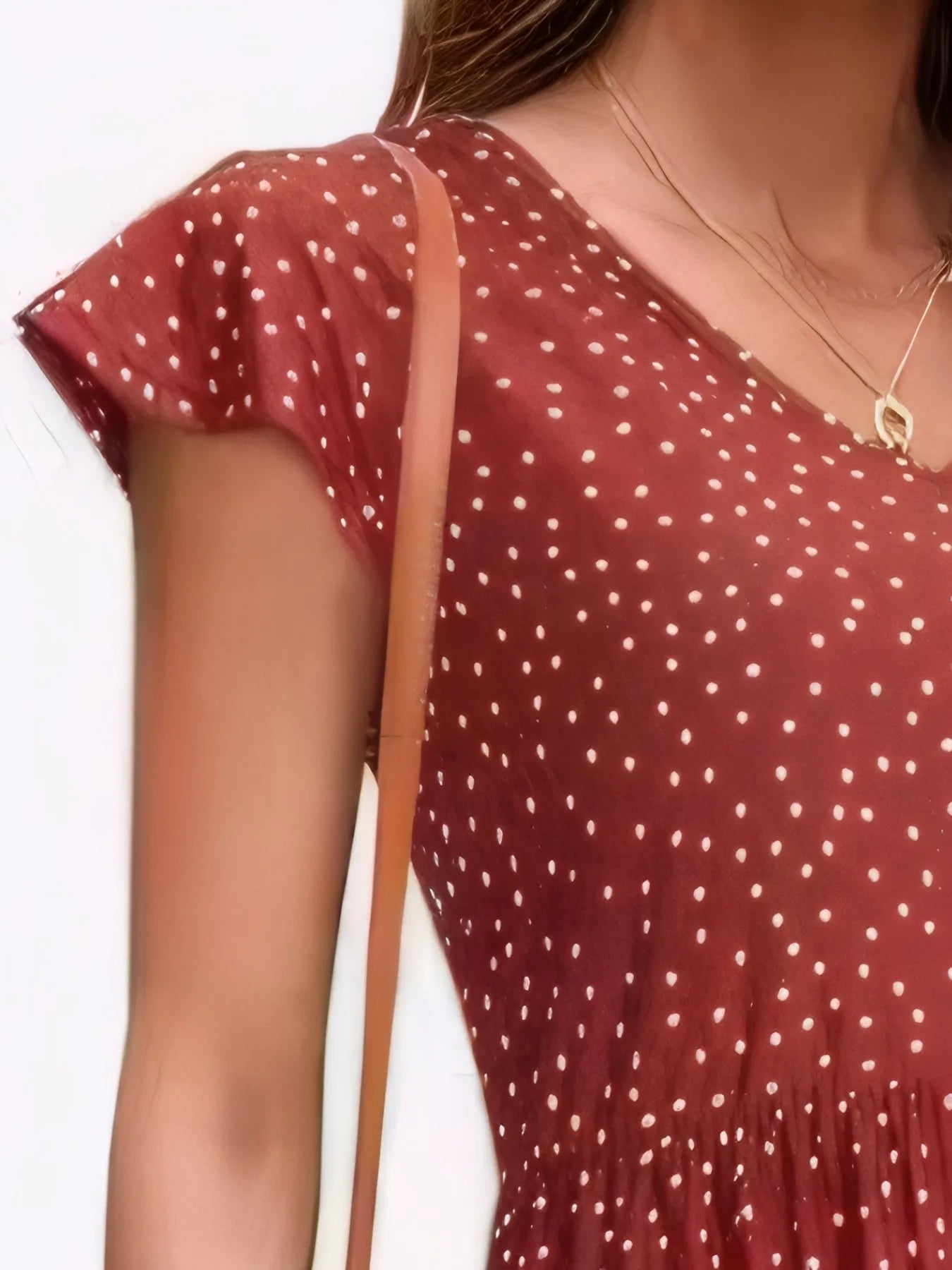 Polka Dot Ruffle Sleeve V - Neck Mini Dress