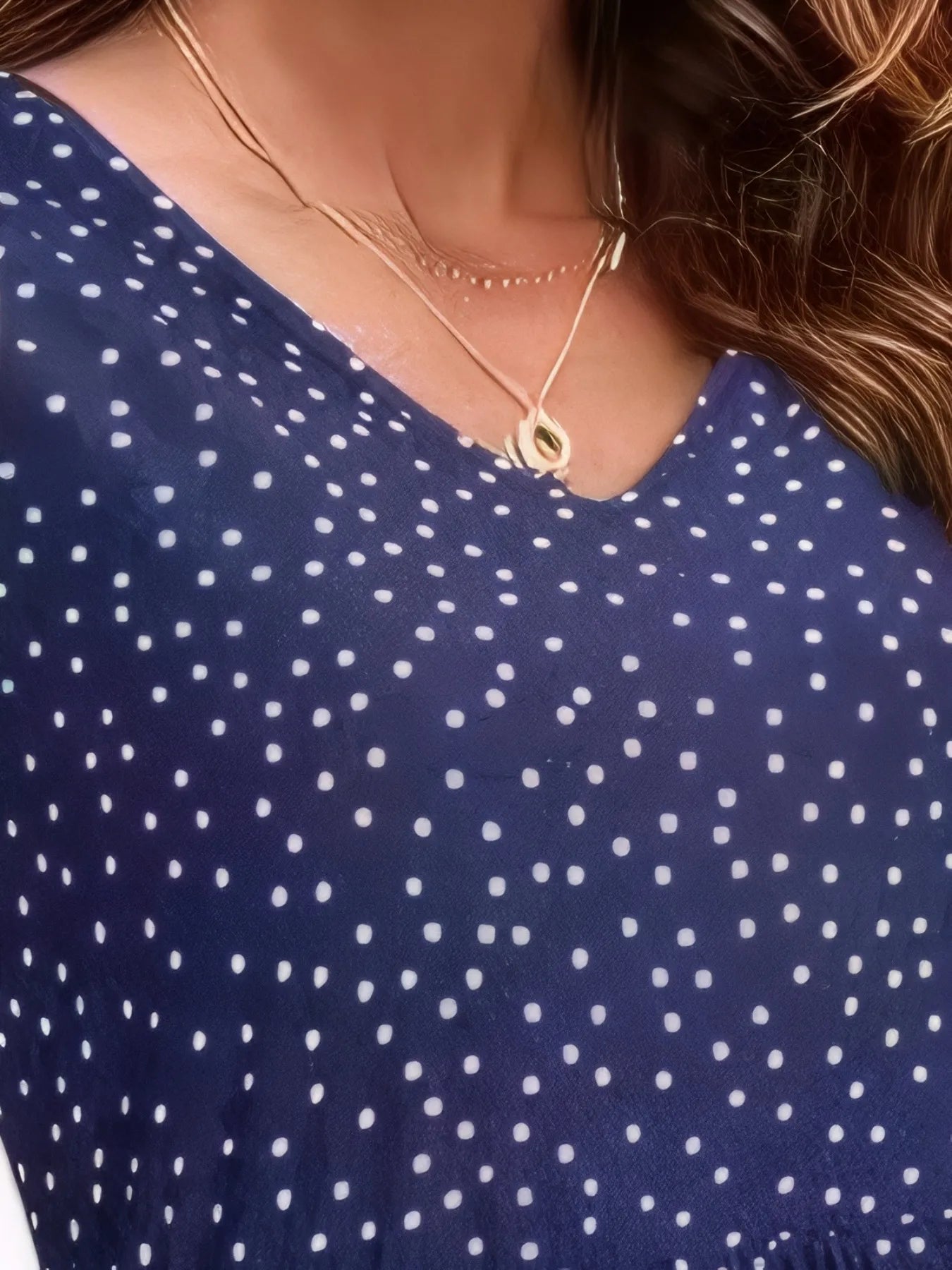 Polka Dot Ruffle Sleeve V - Neck Mini Dress