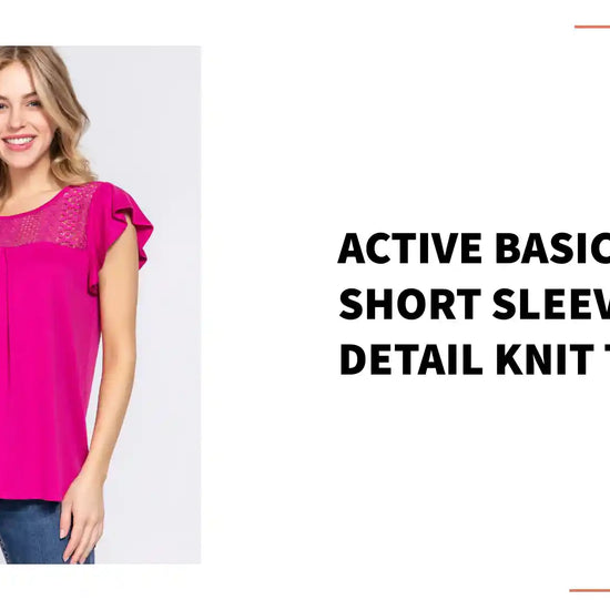 ACTIVE BASIC Ruffle Short Sleeve Lace Detail Knit Top by@Outfy