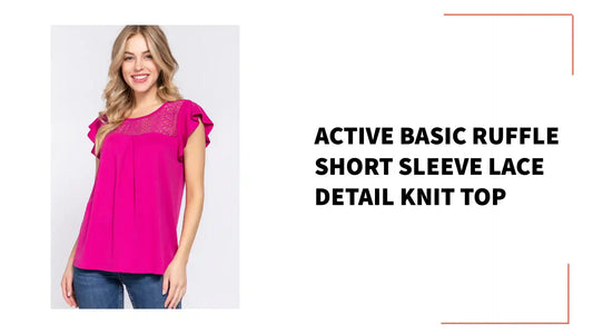 ACTIVE BASIC Ruffle Short Sleeve Lace Detail Knit Top by@Outfy