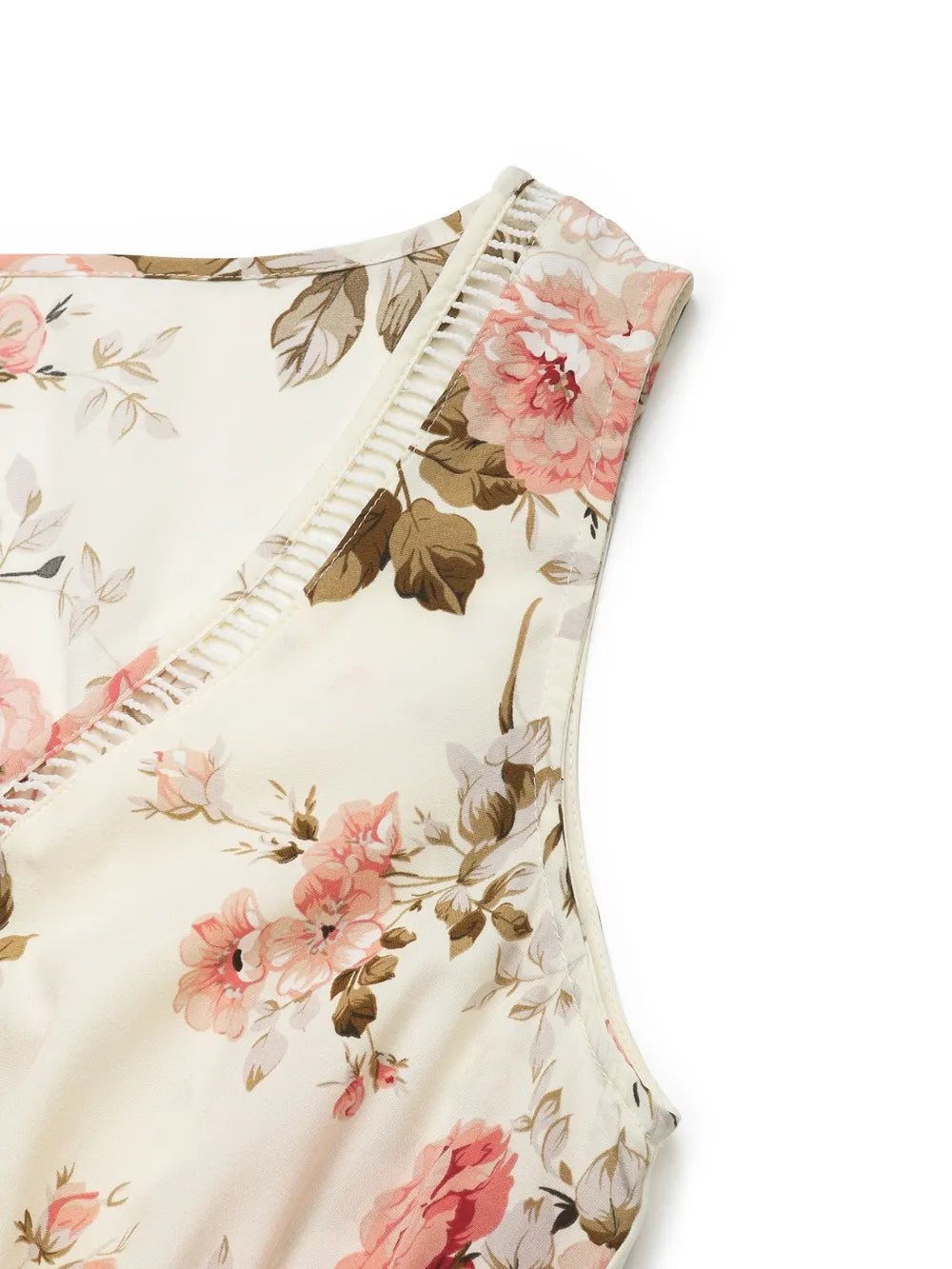 Printed Ruffled Hem V - Neck Sleeveless Dress
