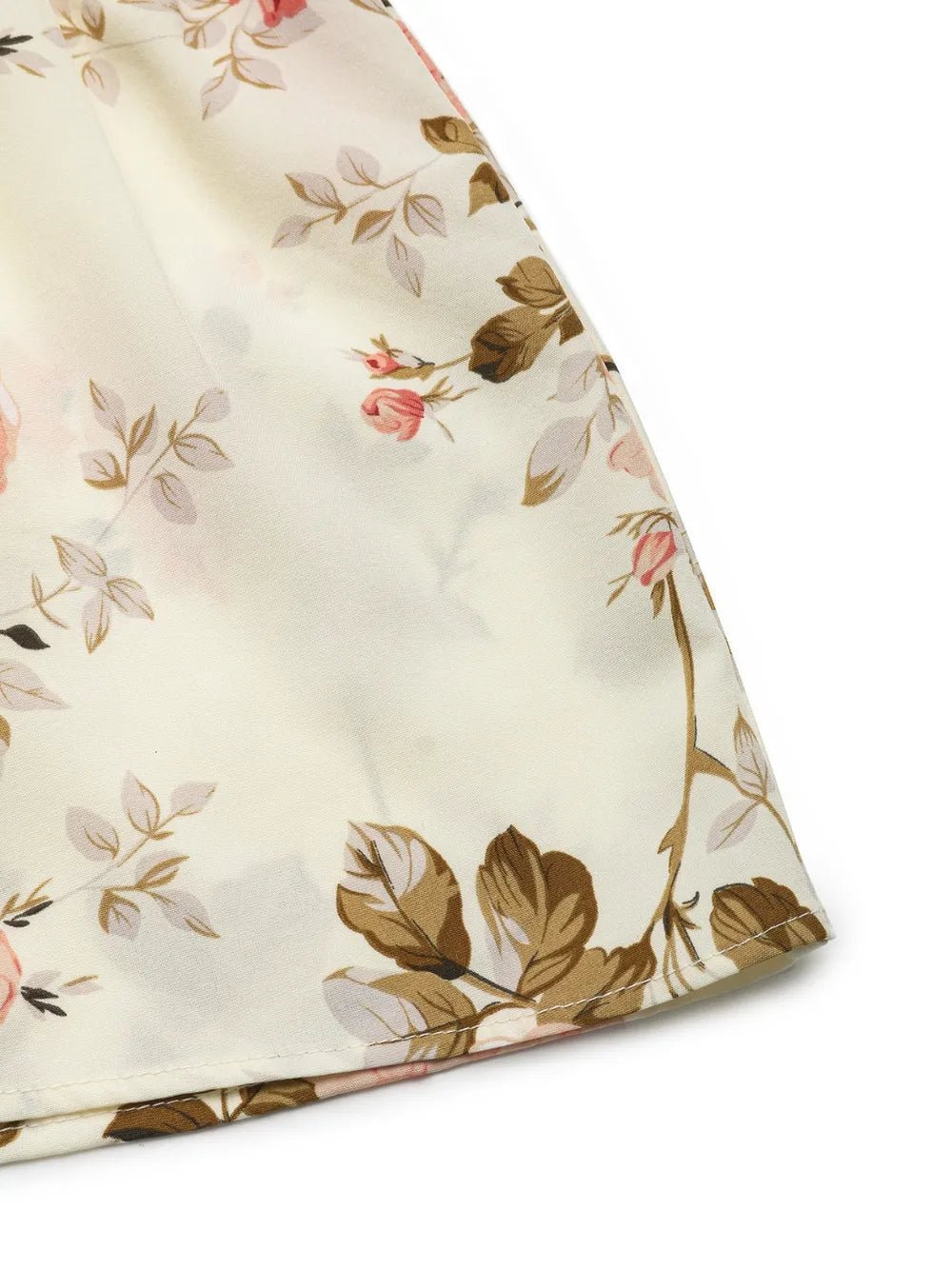 Printed Ruffled Hem V - Neck Sleeveless Dress