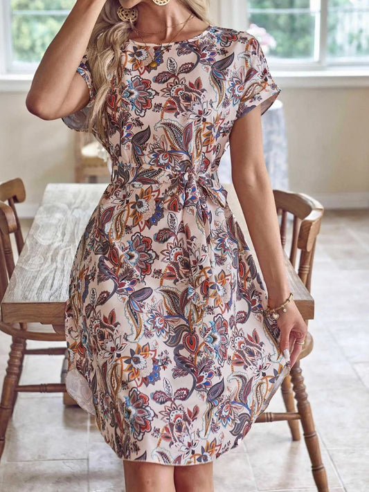 Printed Short Sleeve Casual Dress