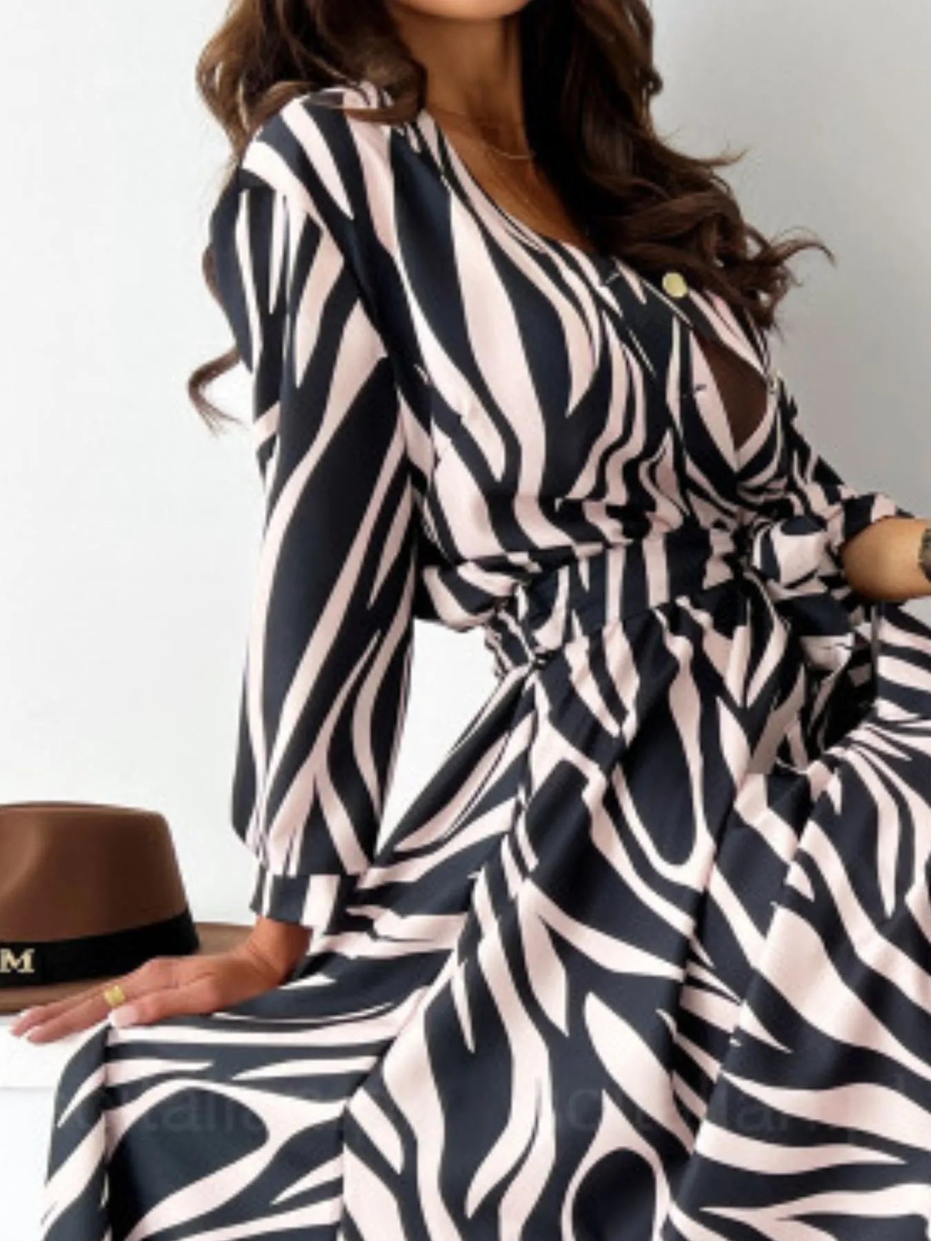 Printed Tie Waist Midi Dress