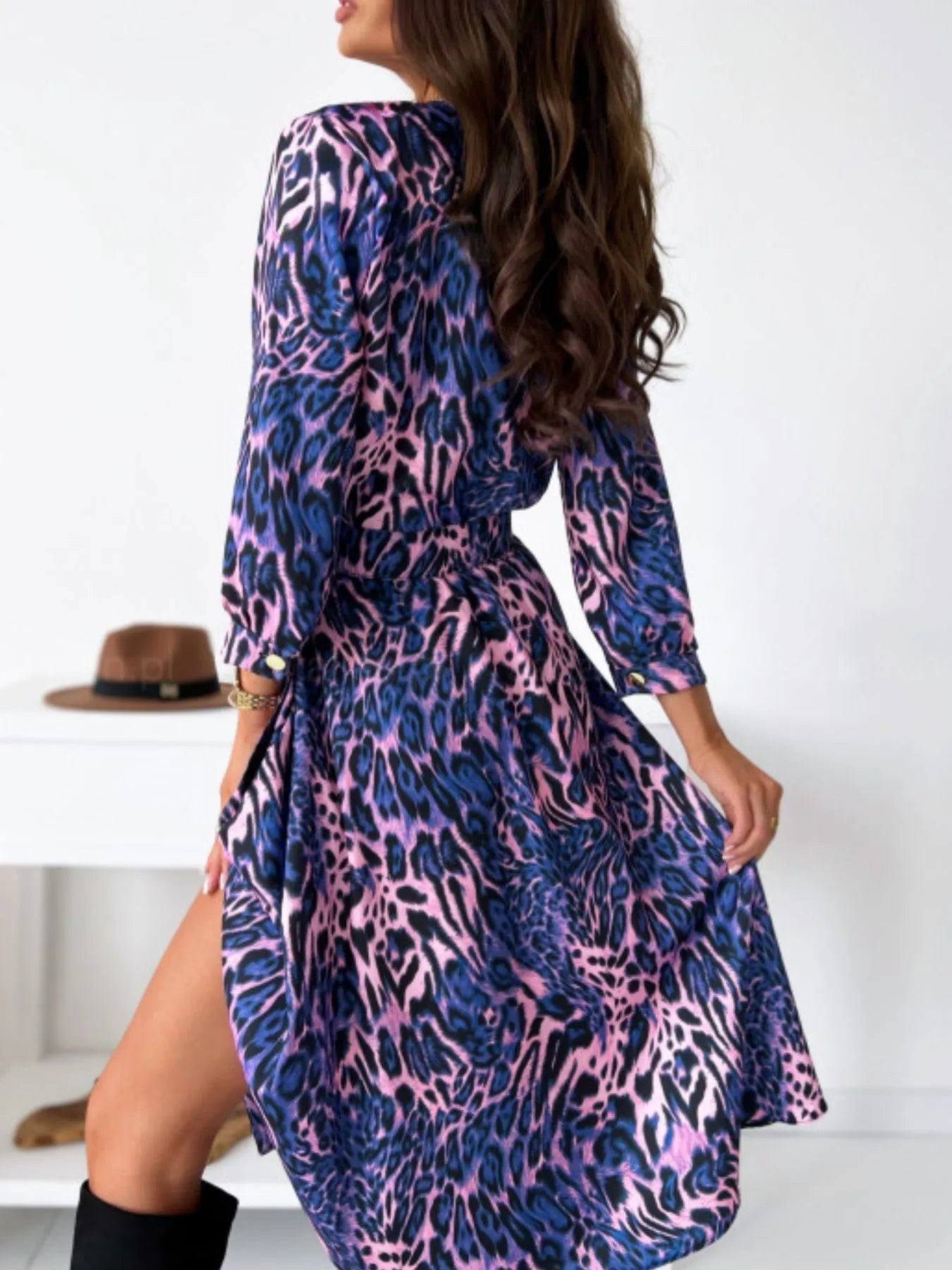 Printed Tie Waist Midi Dress