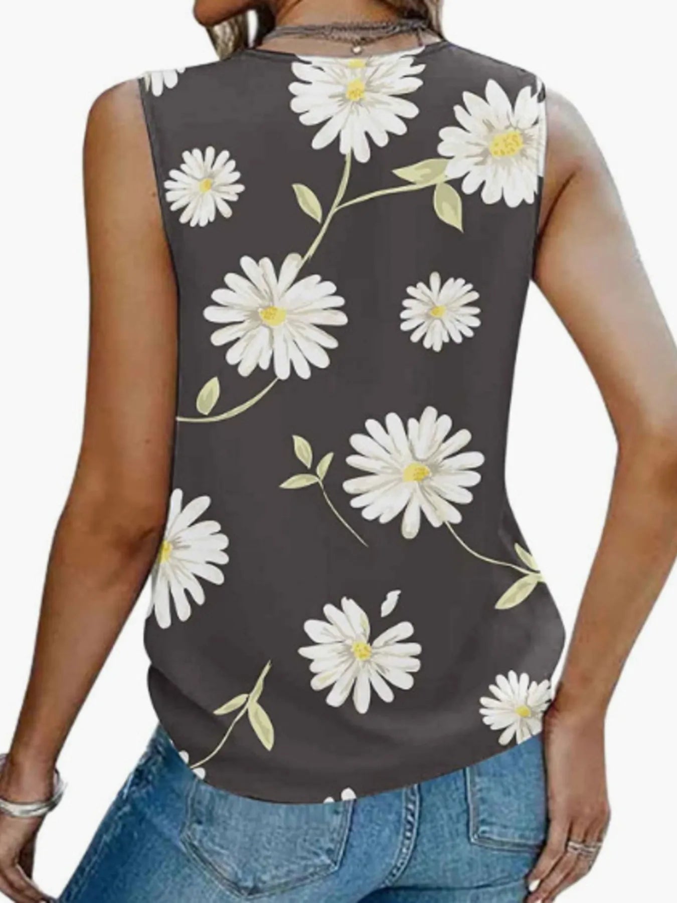 Printed V - Neck Tank