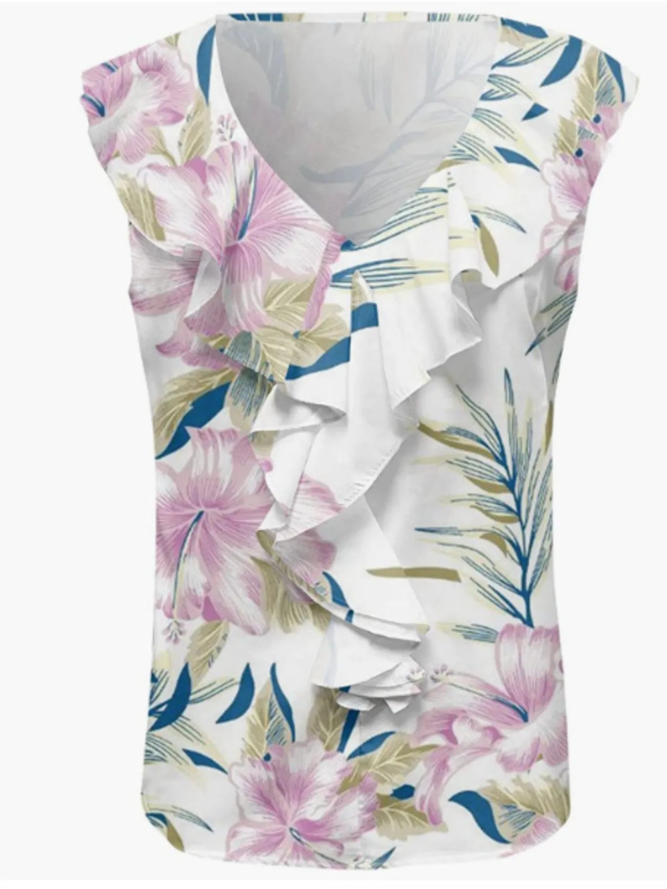 Printed V - Neck Tank