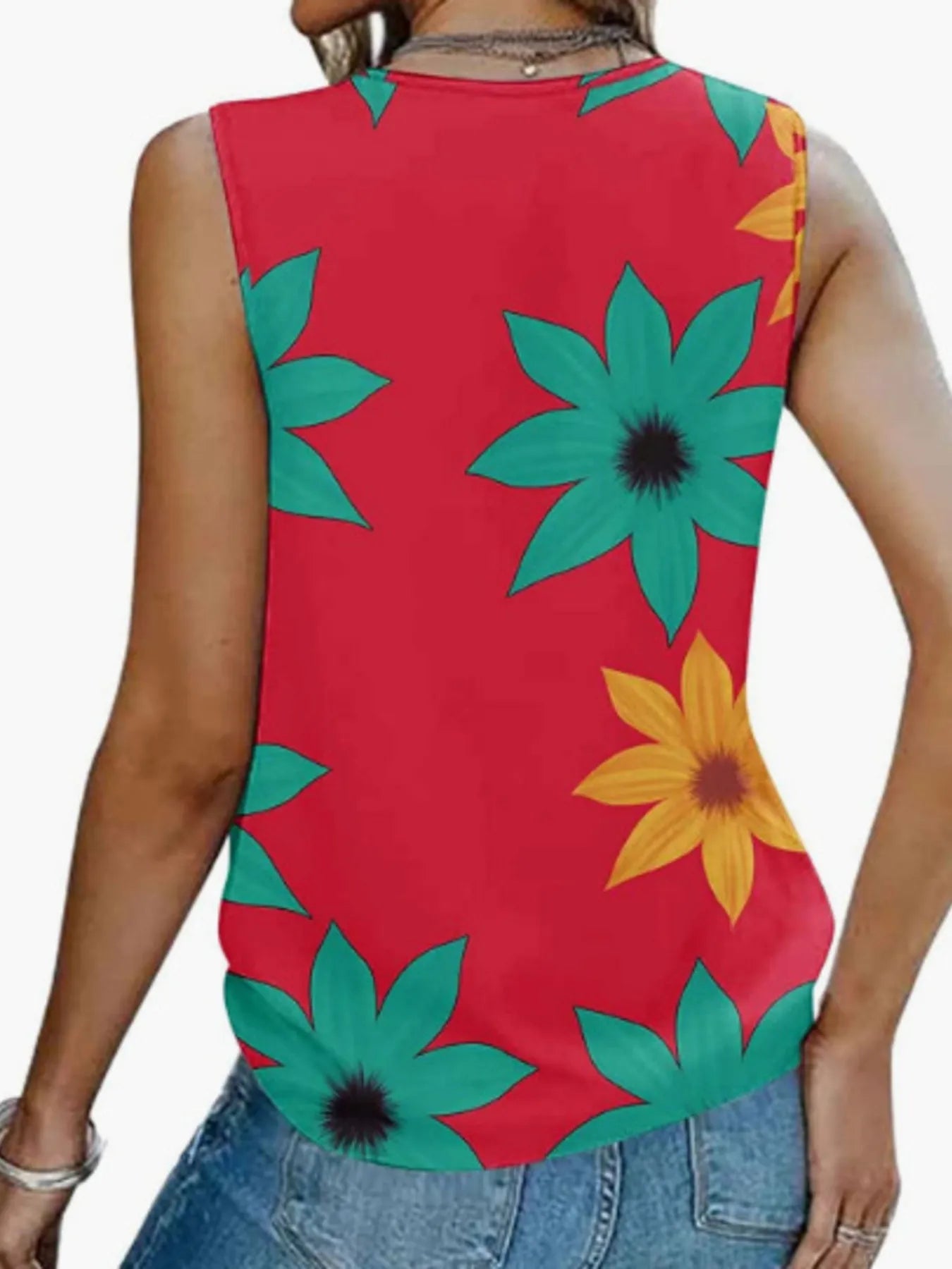 Printed V - Neck Tank