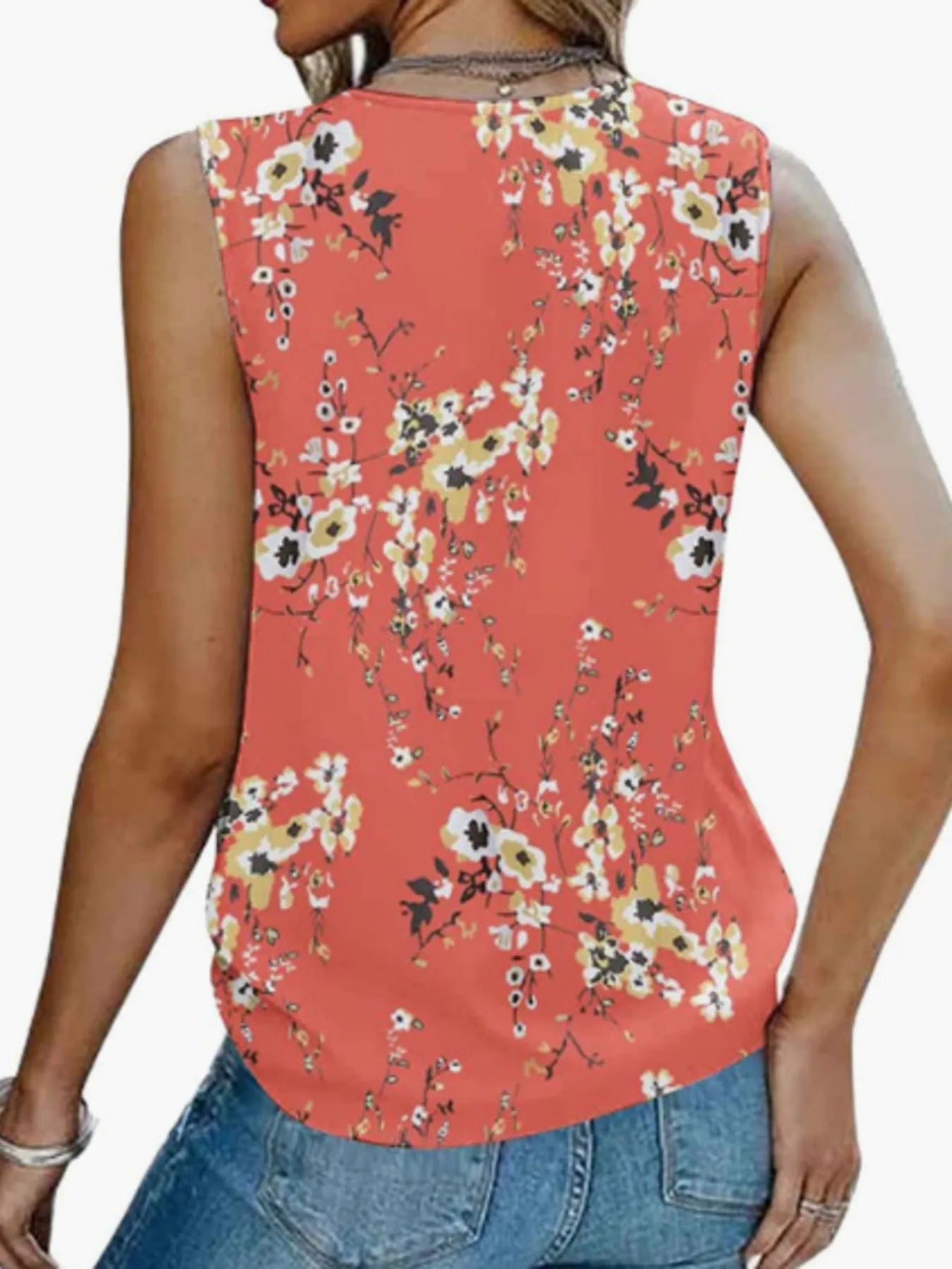 Printed V - Neck Tank