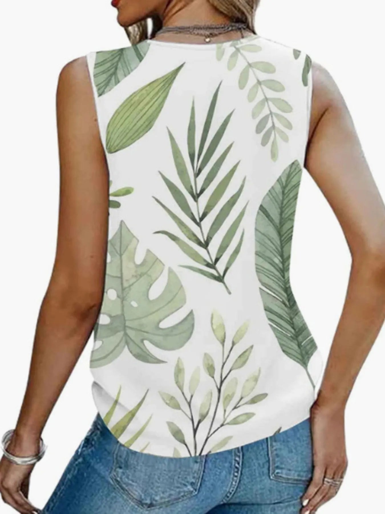 Printed V - Neck Tank