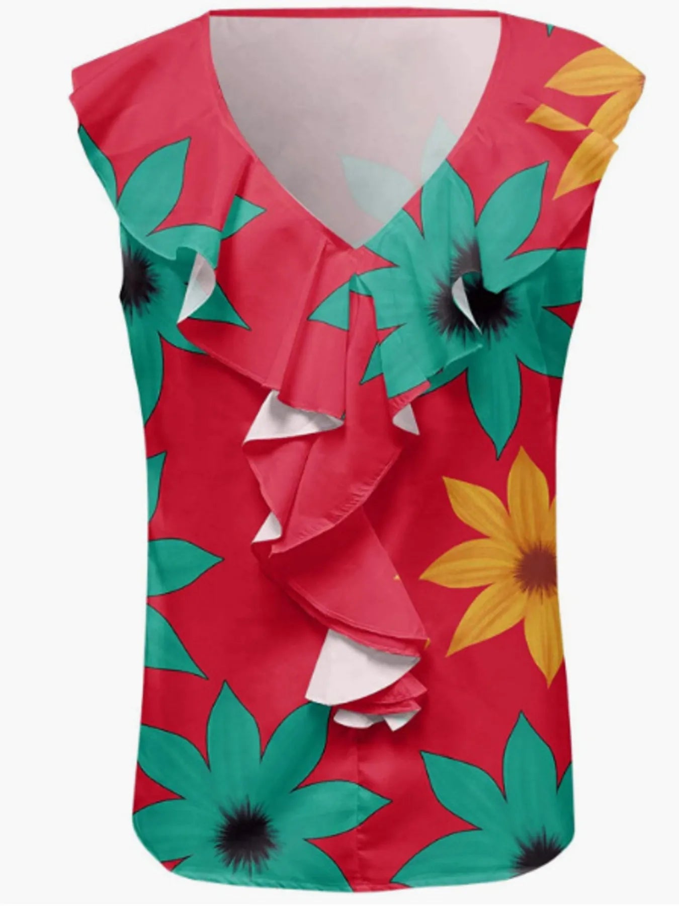 Printed V - Neck Tank