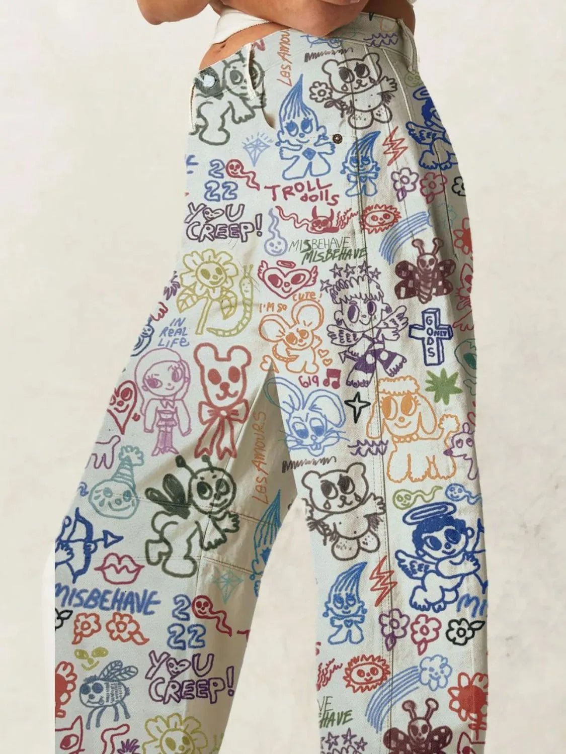 Printed Wide Leg Jeans