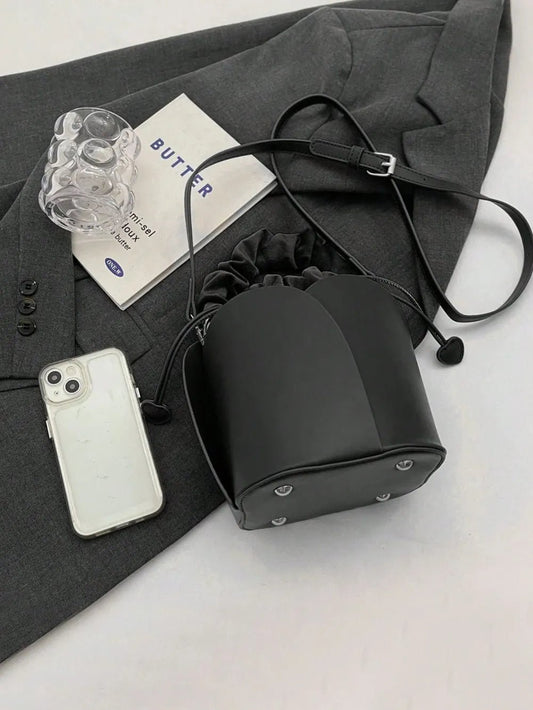 PU Leather Drawstring Bucket BagBag