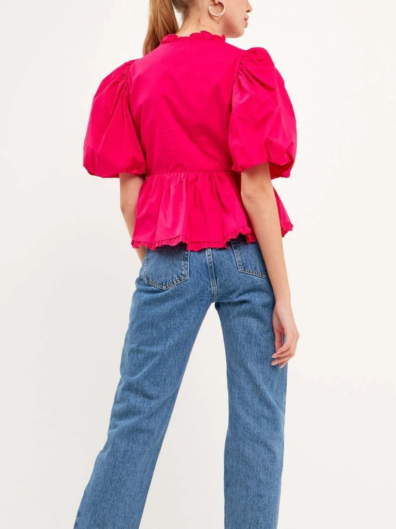 Puff Sleeve Peplum Blouse
