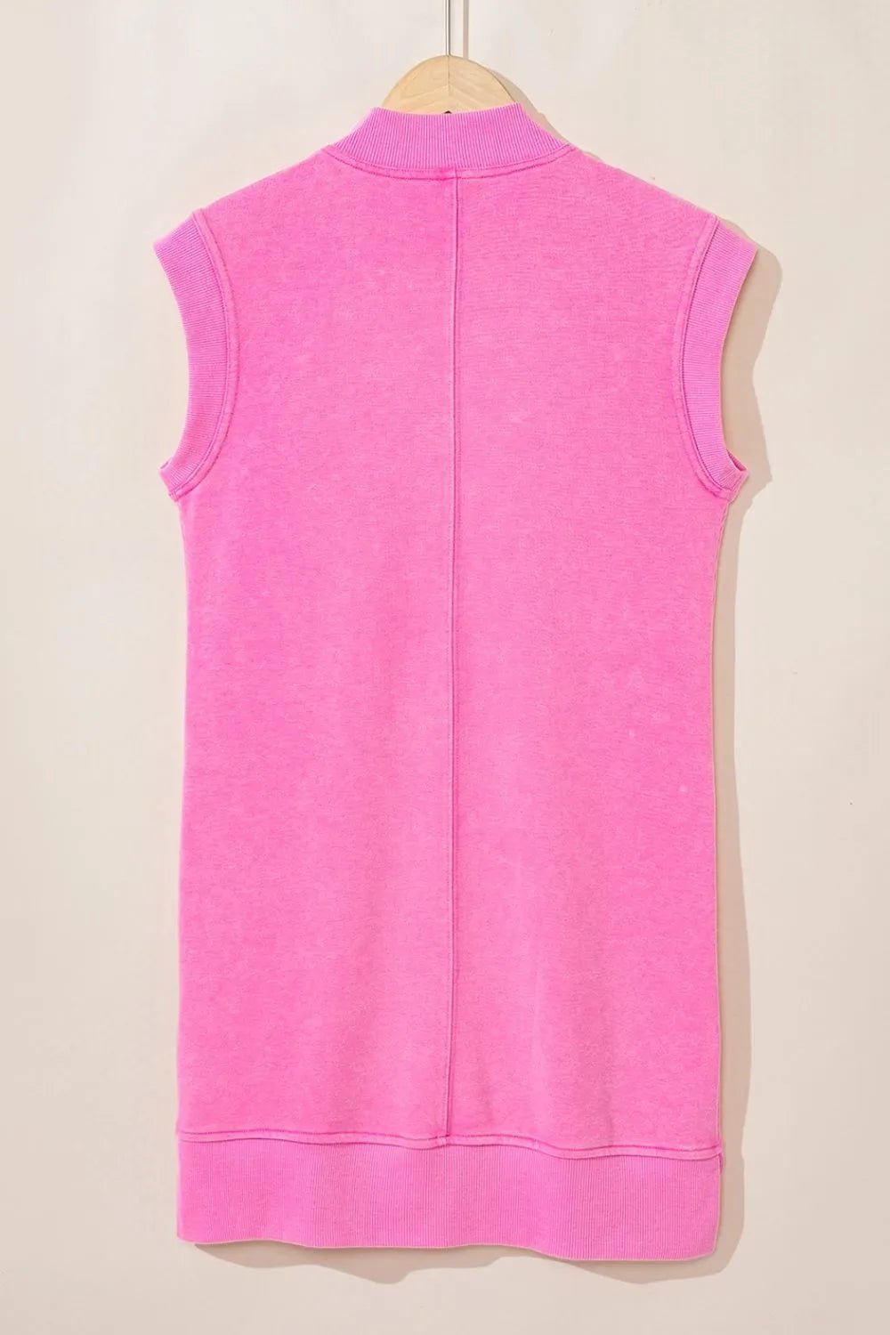 Quarter Zip Pocketed Cap Sleeve Sweatshirt Dress