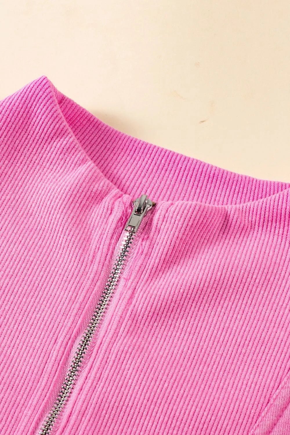 Quarter Zip Pocketed Cap Sleeve Sweatshirt Dress