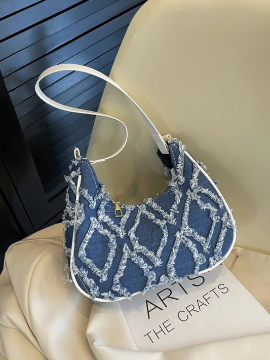 Raw Edge Cloth Shoulder BagBag