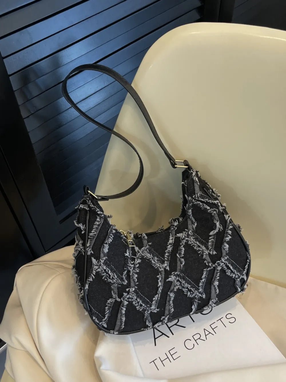 Raw Edge Cloth Shoulder BagBag