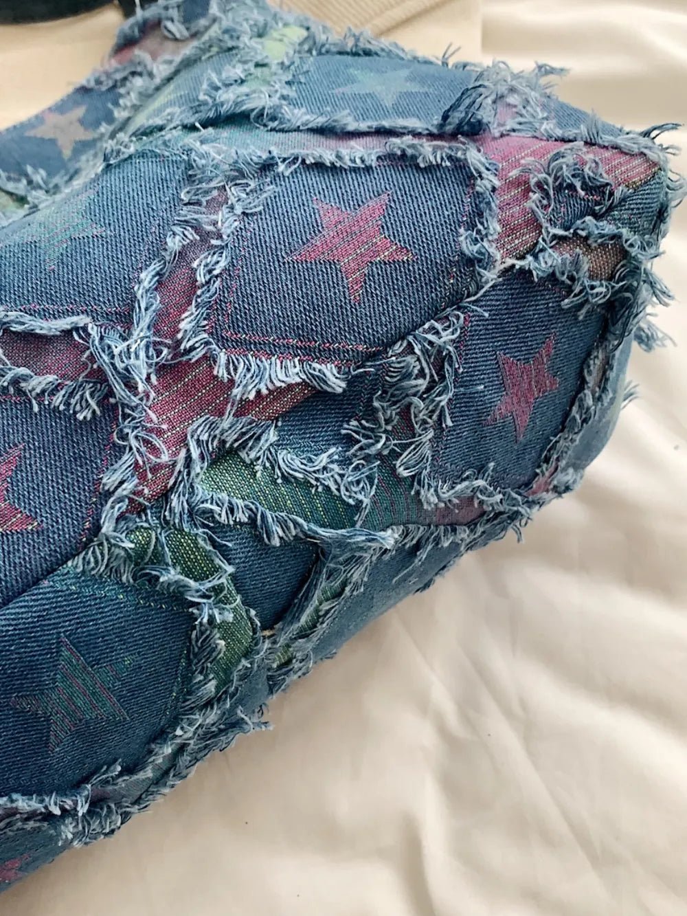 Raw Hem Denim Shoulder BagBag