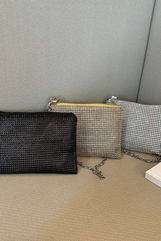 Rhinestone Polyester Chain Crossbody BagBag