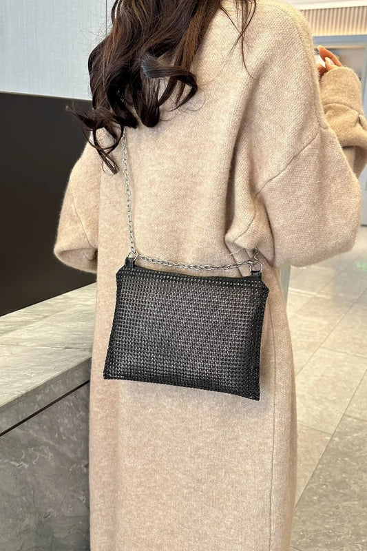 Rhinestone Polyester Chain Crossbody BagBag