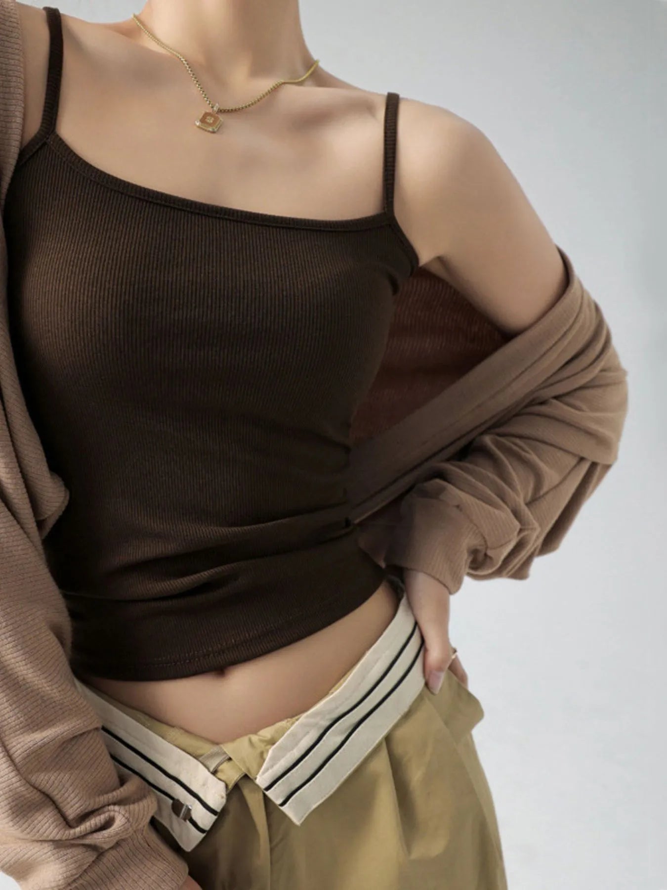 Ribbed Scoop Neck Cami Top