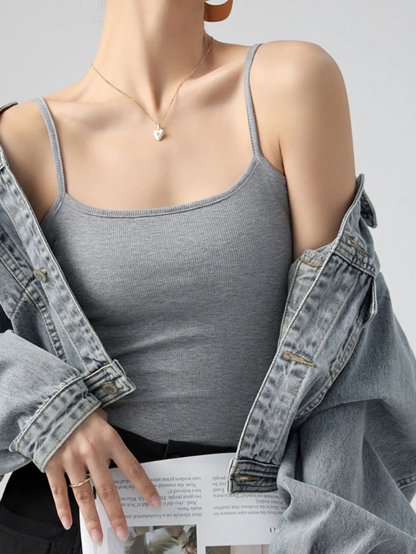 Ribbed Scoop Neck Cami Top