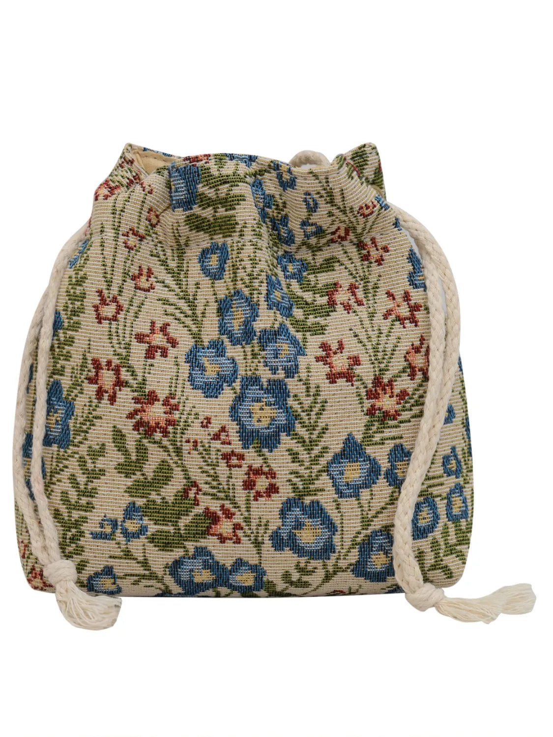 Rope Drawstring Floral Bucket BagBag