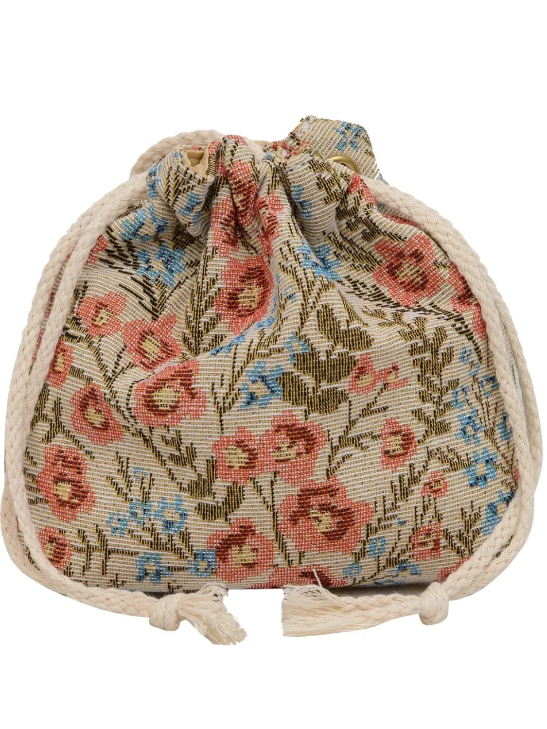 Rope Drawstring Floral Bucket BagBag