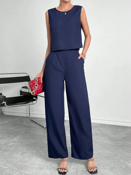Round Neck Top and Pants Set
