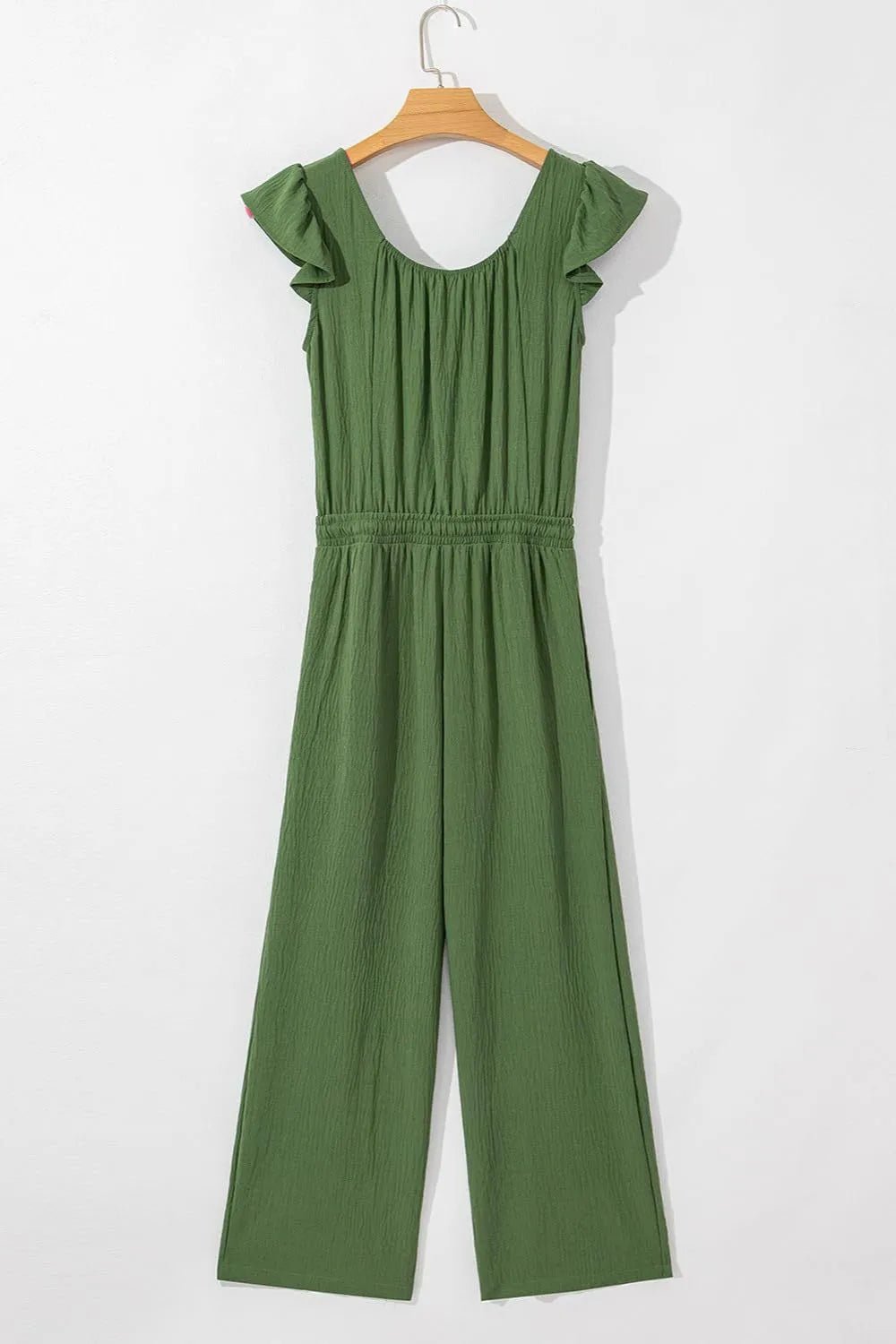 Ruffled Cap Sleeve Wide Leg Jumpsuit